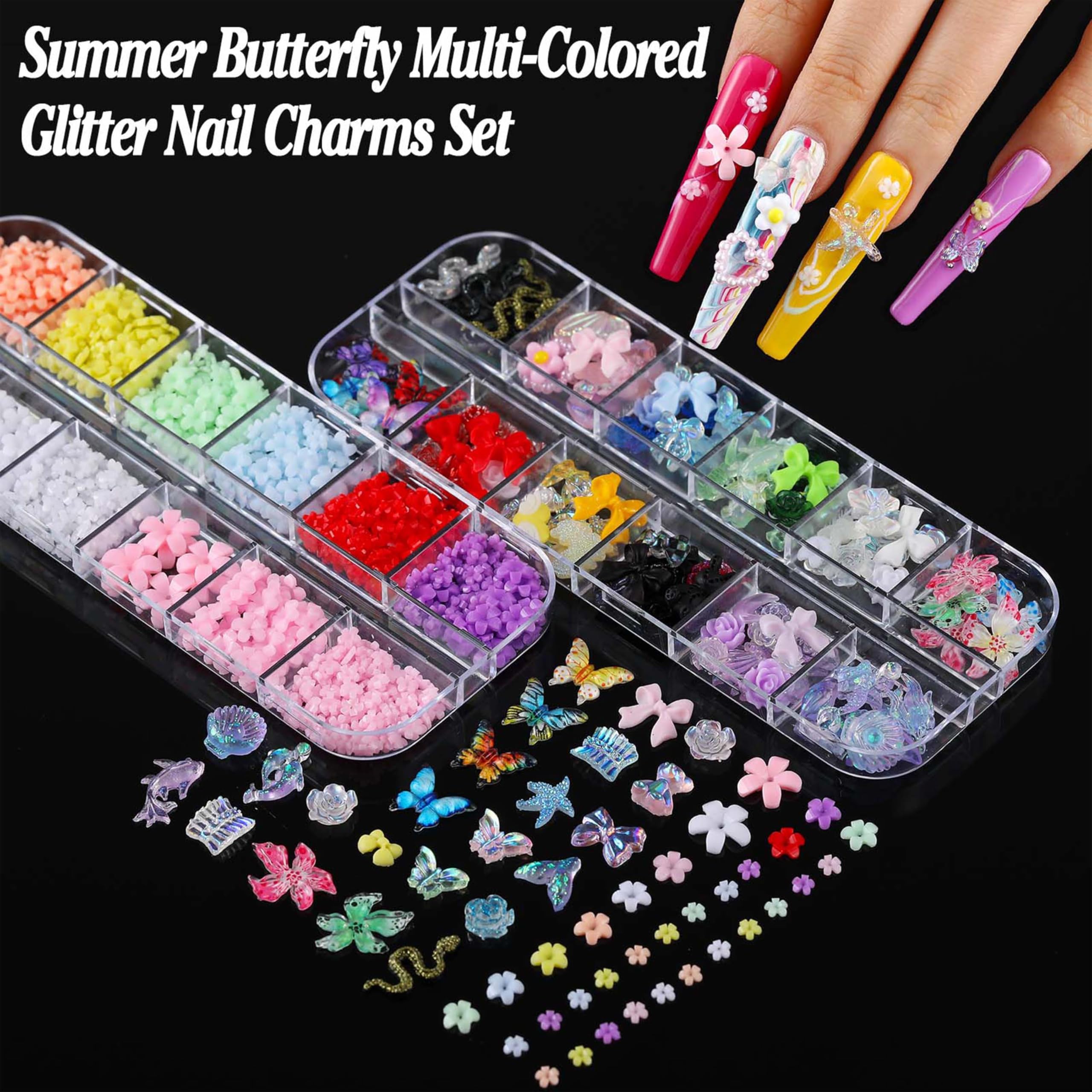 BANA ART Nail Charms Kit — 18,000+ 3D Gems in 13 Boxes with Cross, Crown, Pearls