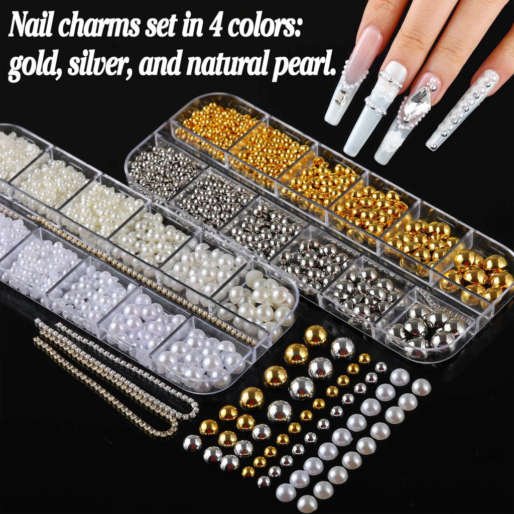BANA ART Nail Charms Kit — 18,000+ 3D Gems in 13 Boxes with Cross, Crown, Pearls