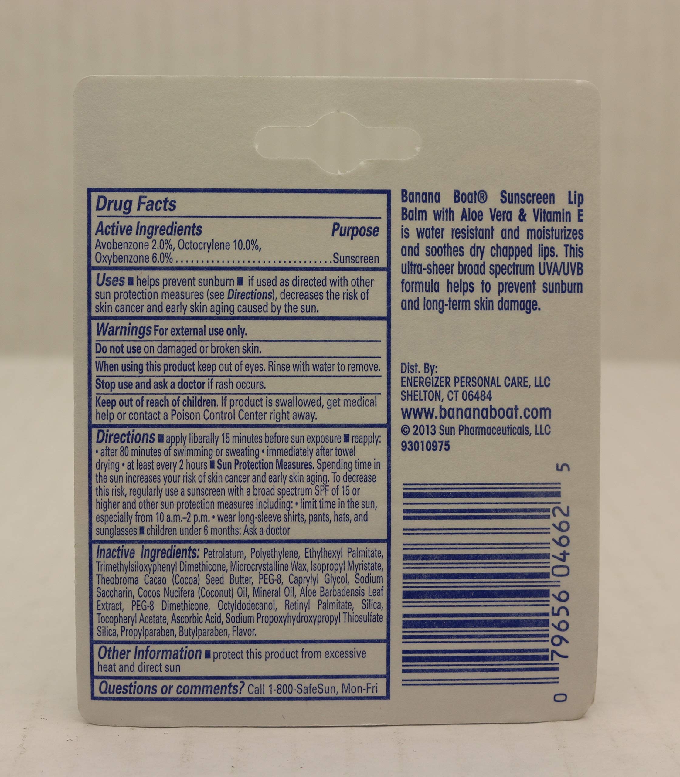 Banana Boat Aloe Vera Lip Balm SPF 45 – 12 Pack, 0.15 oz Each