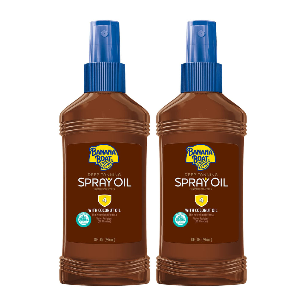 Banana Boat Deep Tanning Spray Oil SPF 4 — Moisturizing Tan with Carrot, Banana & Coconut Oil (8 oz)