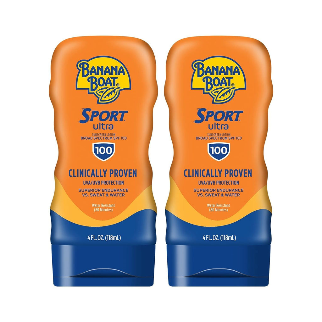 Banana Boat Sport Performance Sunscreen Lotion SPF 100 – 4 oz, 2-Pack