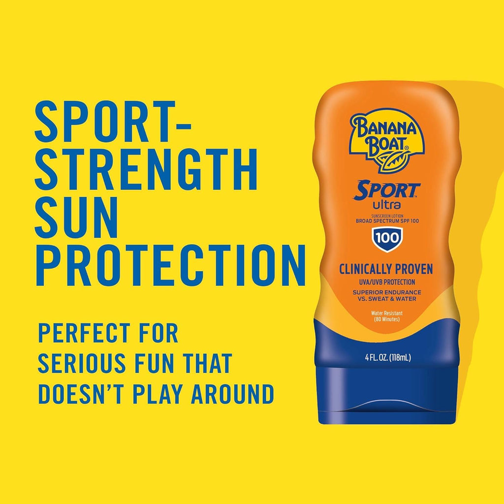 Banana Boat Sport Performance Sunscreen Lotion SPF 100 – 4 oz, 2-Pack