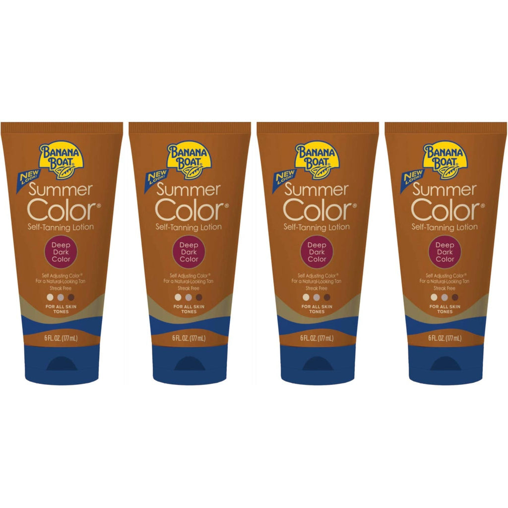 Banana Boat Summer Color Self Tanning Lotion - Deep Dark Tan (6 oz) Pack of 4
