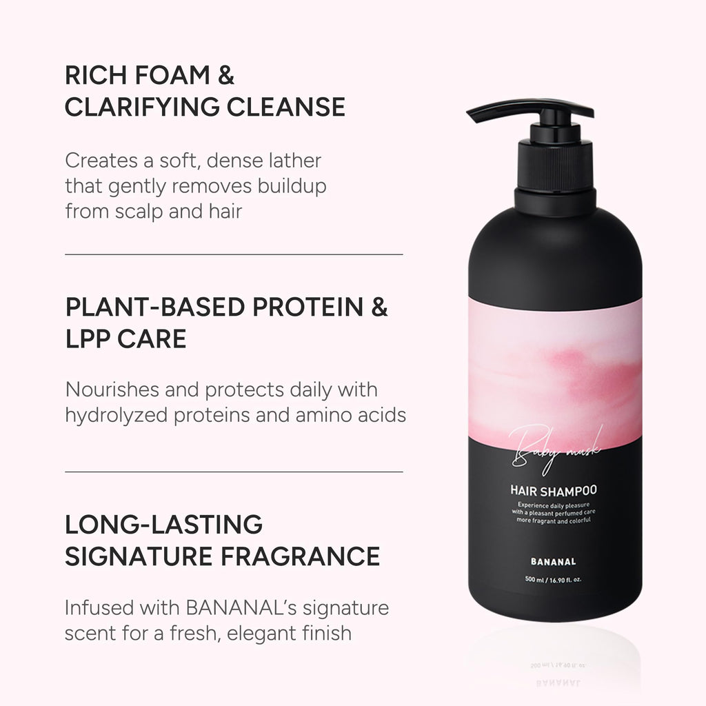BANANAL Korean Rosemary Shampoo — Sulfate, Silicone & Paraben-Free Scalp Care (500ml / 13.5fl oz)