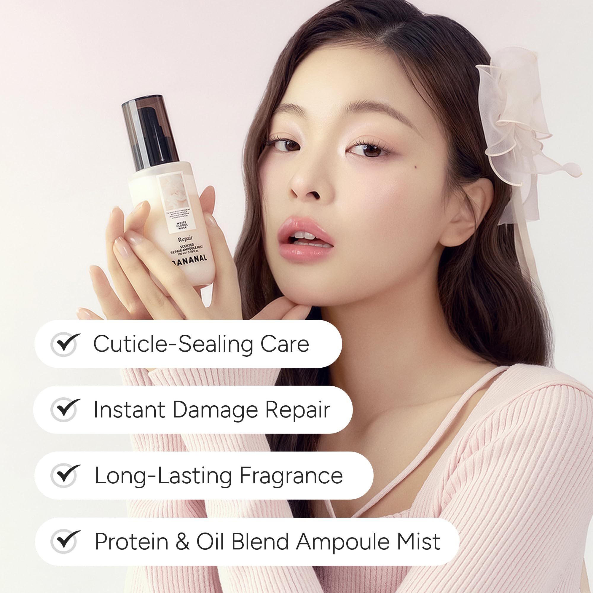 BANANAL Korean Scented Hair Serum Mist – Argan Oil & Silk Protein, 100ml, Frizz Control & Glass Hair Shine