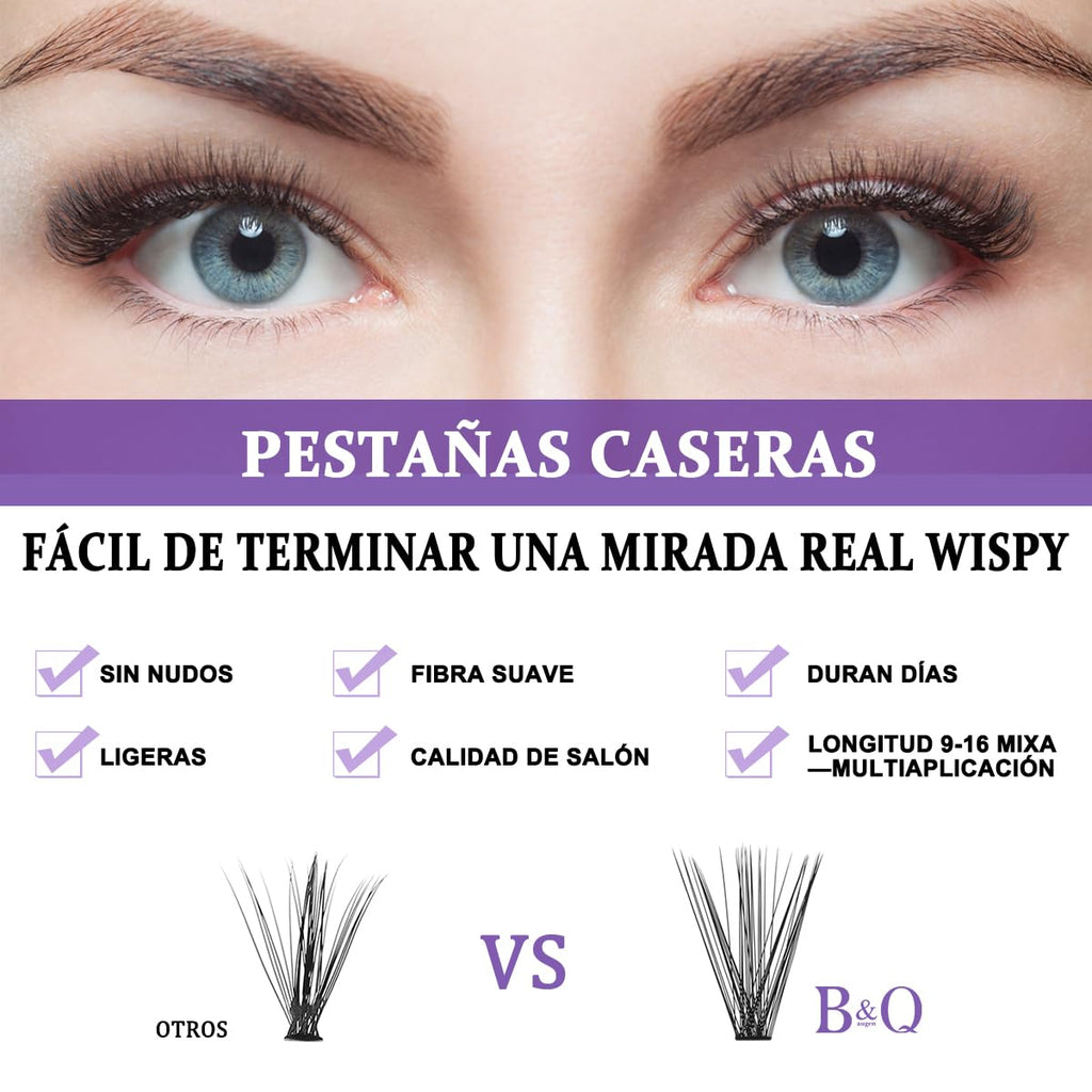 B&Qaugen Lash Clusters Kit 280pcs – DIY 30D/40D Lashes with Bond, Seal & Remover