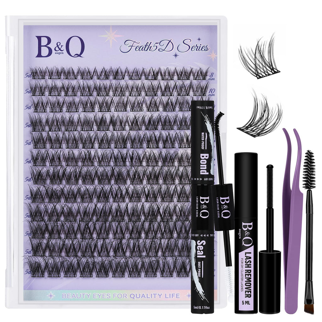 B&Qaugen Lash Clusters Kit Wispy Fluffy Feath5D 8-18mm C Curl Waterproof Lashes