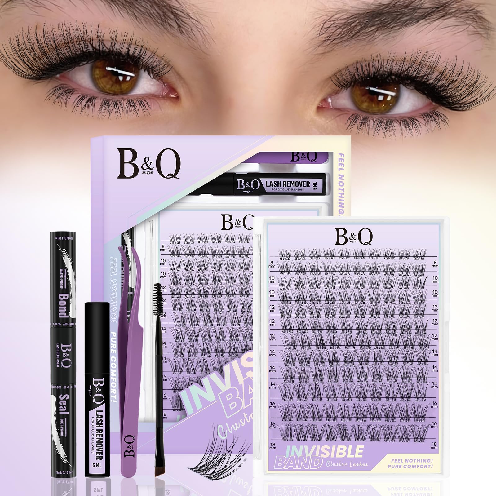 B&Qaugen Flora Lash Clusters Kit – DIY Lash Extensions at Home (120pcs, 8–18mm, Waterproof)