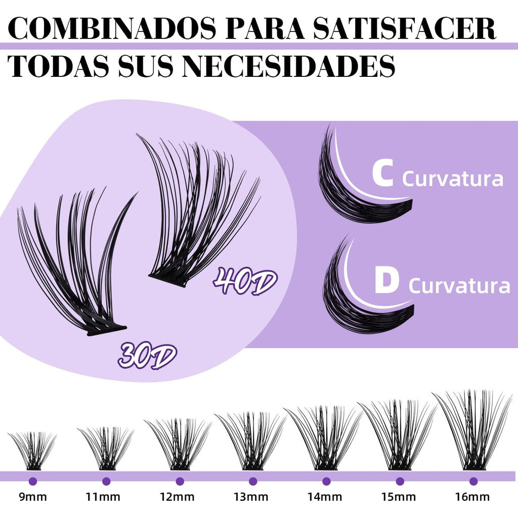 B&Qaugen Lash Clusters Kit 280pcs – DIY 30D/40D Lashes with Bond, Seal & Remover