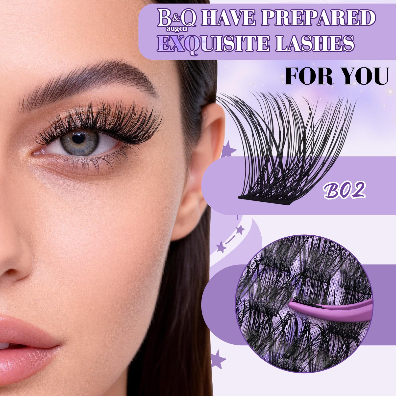 BandQaugen B02 Wispy Lash Clusters Kit – 156Pcs DIY Lash Extensions, D Curl 8-18mm