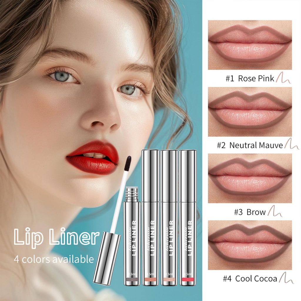 BANGFENG 4Pcs Peel Off Lip Liner Stain — Long-Lasting, Waterproof Nude Matte Lip Color