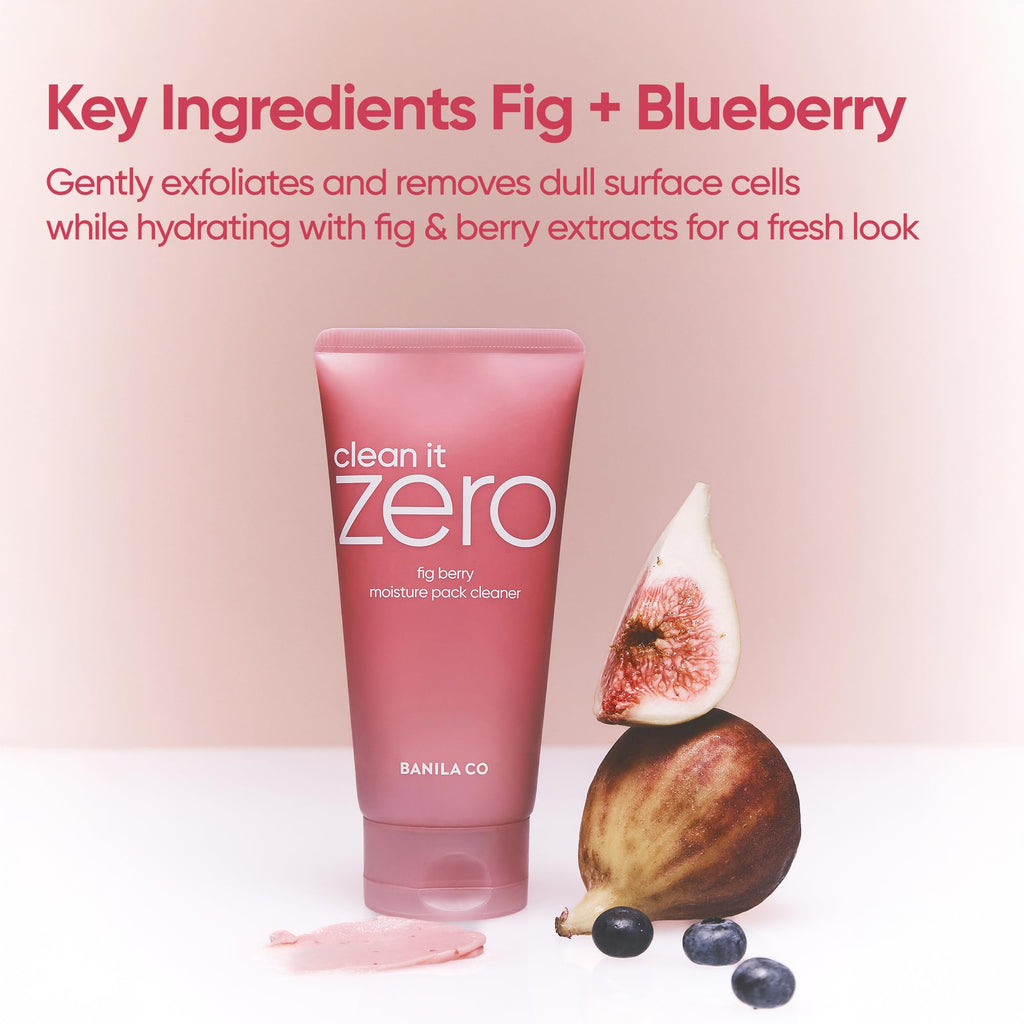 BANILA CO Clean It Zero Fig Berry Moisture Facial Wash – Vegan Gentle Exfoliating Cleanser (180g)