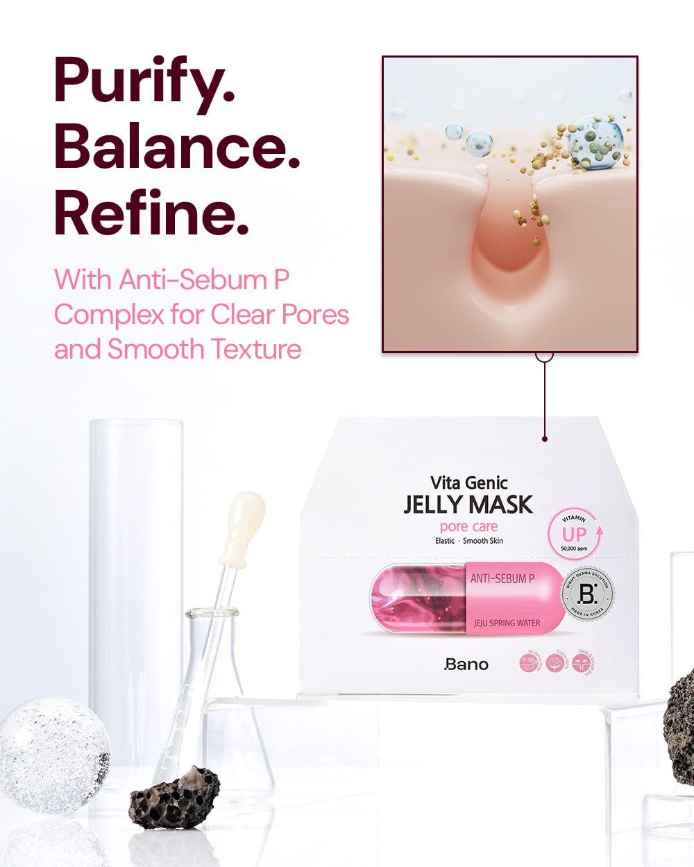 Bano Vita Genic Jelly Face Pore Care Mask – Hydrating Fragrance-Free Sheet Mask for Sensitive Skin