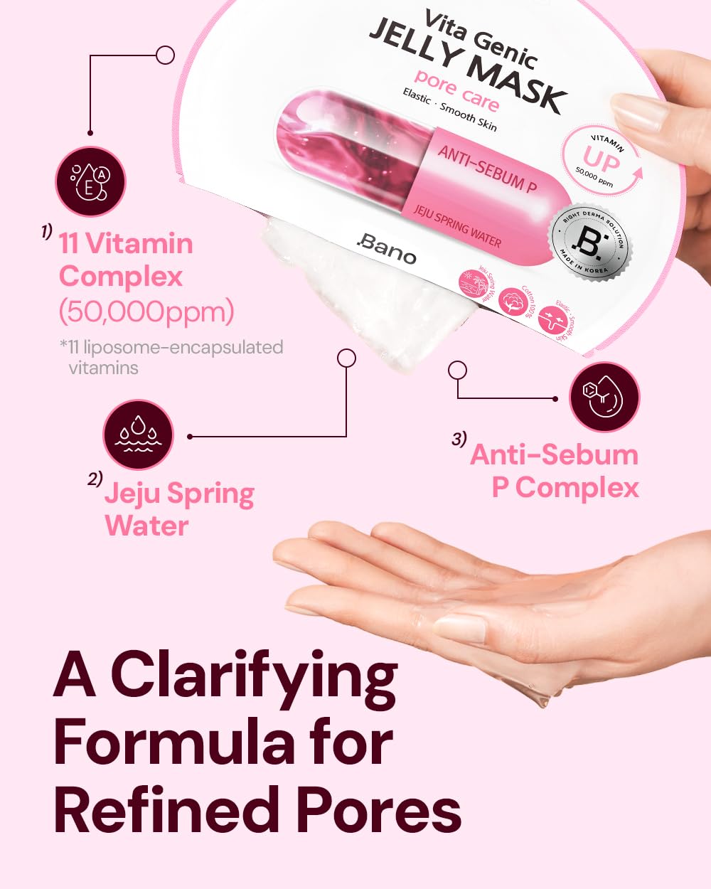 Bano Vita Genic Jelly Face Pore Care Mask – Hydrating Fragrance-Free Sheet Mask for Sensitive Skin