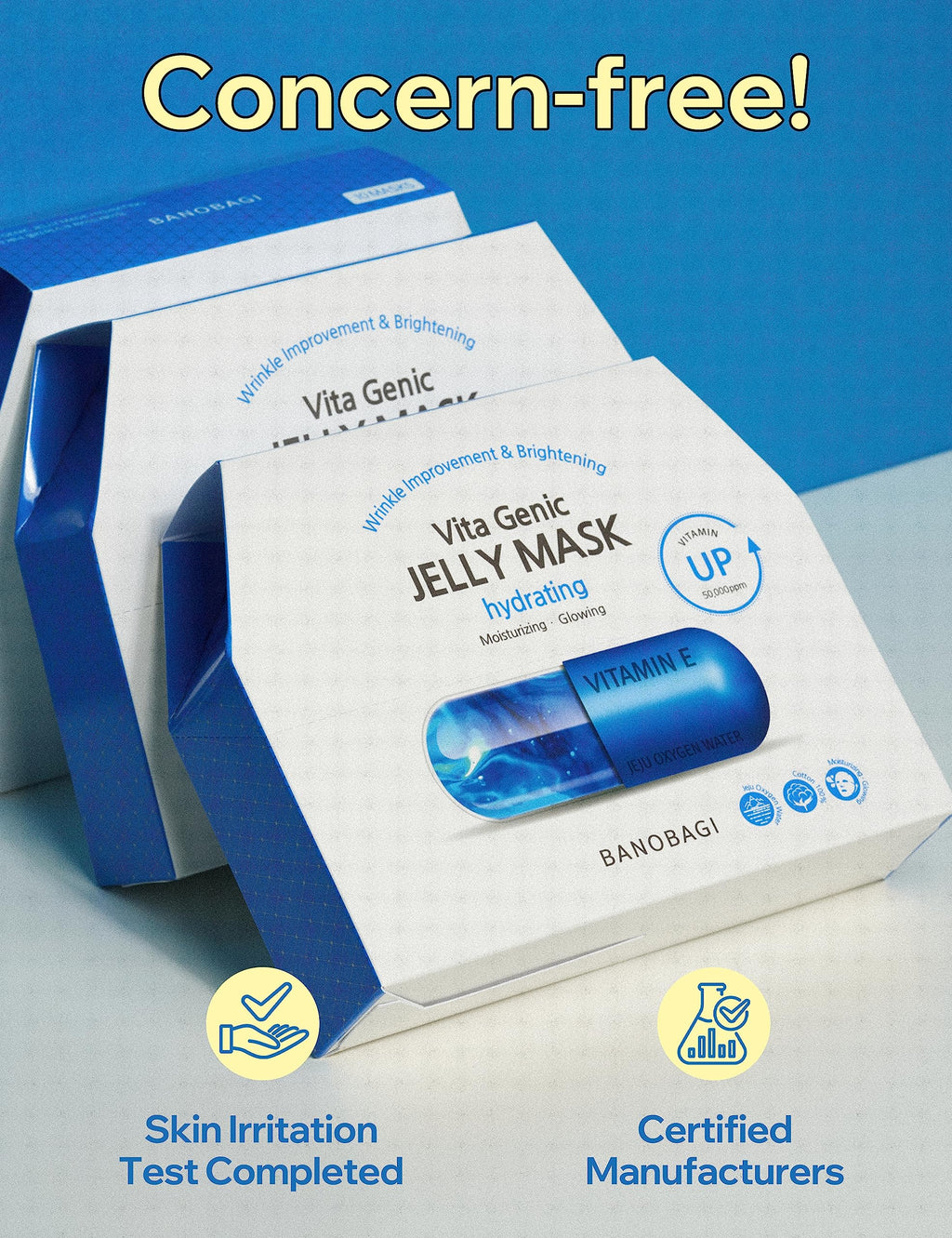 BANOBAGI Vita Genic Jelly Hydrating Face Mask with 11 Vitamin Complex | Jeju Water Moisturizing Sheet Mask (10 Sheets)