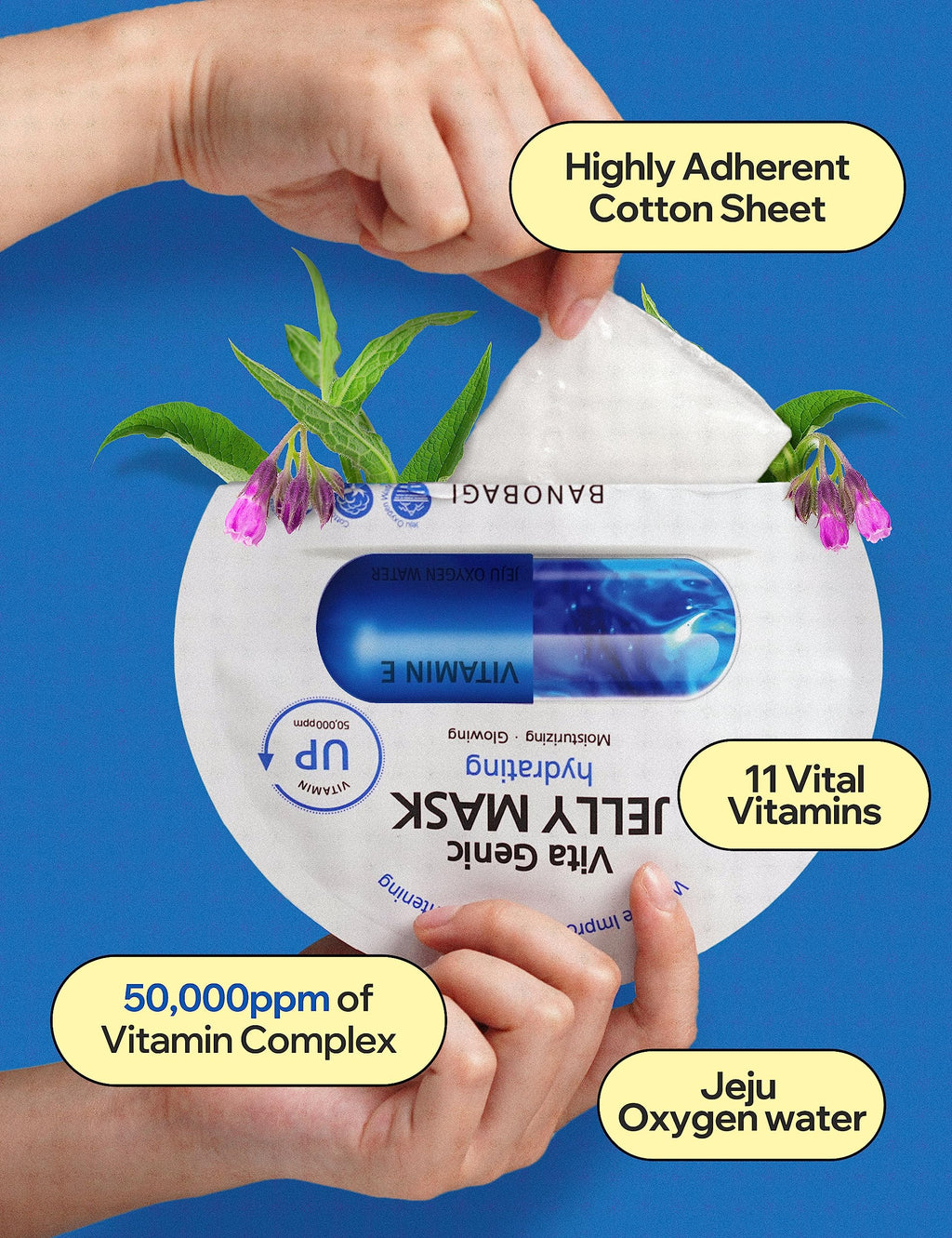 BANOBAGI Vita Genic Jelly Hydrating Face Mask with 11 Vitamin Complex | Jeju Water Moisturizing Sheet Mask (10 Sheets)