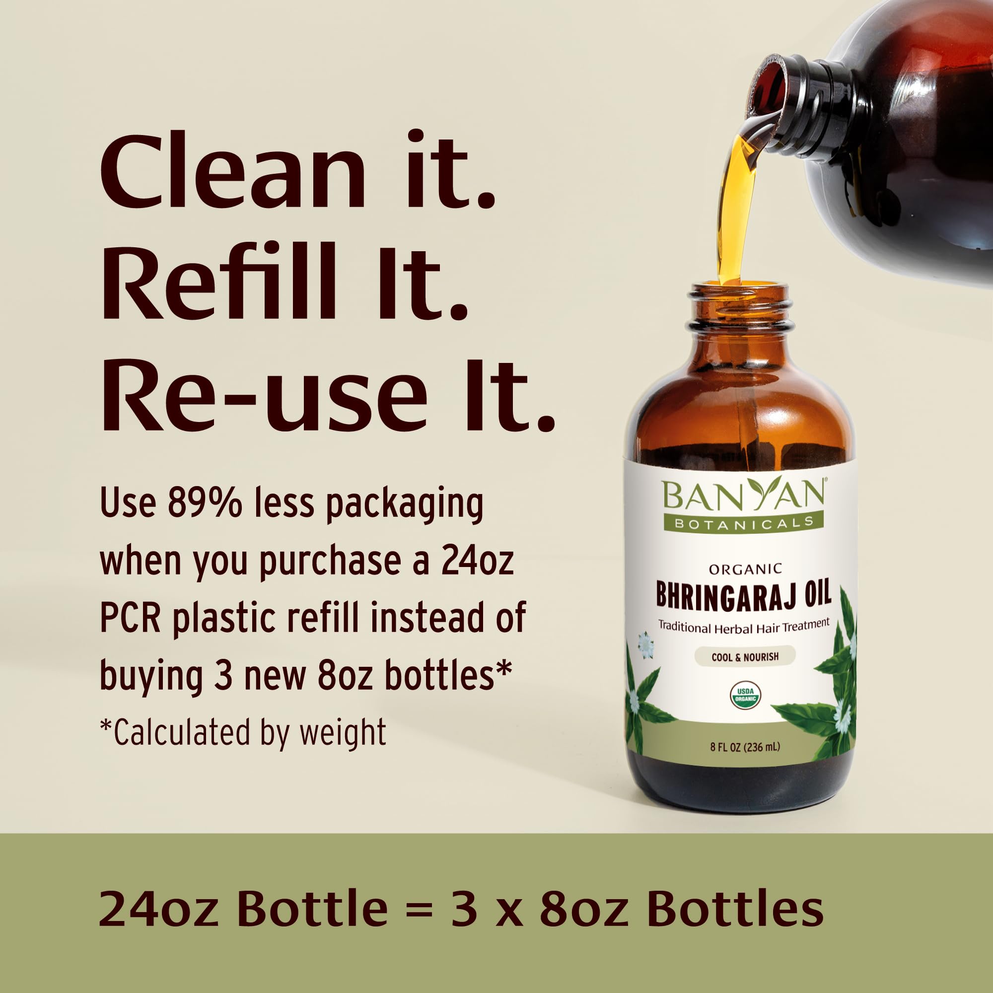 Banyan Botanicals Organic Bhringaraj Oil – Supports Healthy Hair Growth, 8 oz