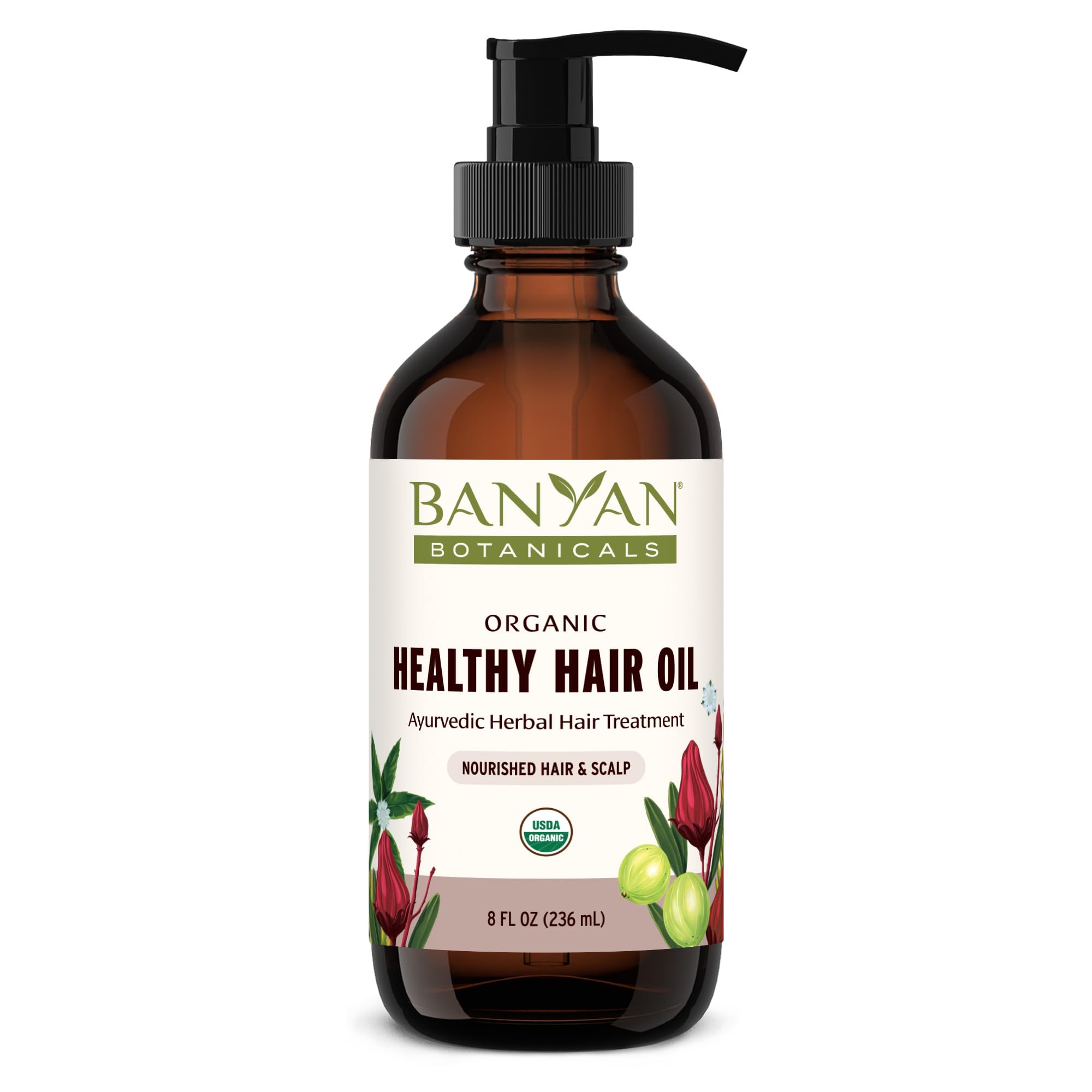 Banyan Botanicals Organic Hair Oil with Bhringaraj & Amla – Ayurvedic Scalp & Hair Care (8 oz, Non-GMO, Sustainably Sourced)