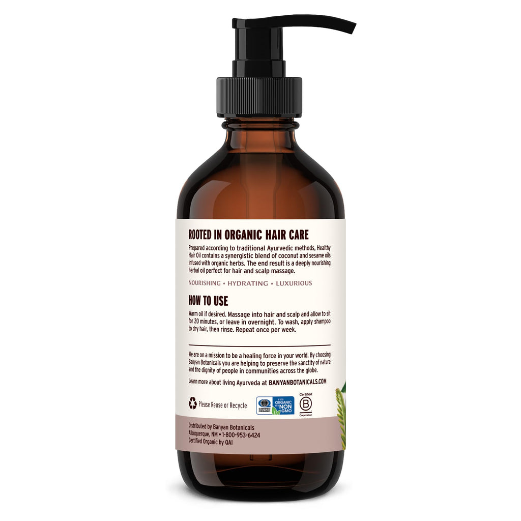 Banyan Botanicals Organic Hair Oil with Bhringaraj & Amla – Ayurvedic Scalp & Hair Care (8 oz, Non-GMO, Sustainably Sourced)