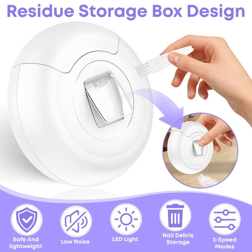 Baopilong 3-in-1 Electric Nail Clipper – 3 Speeds, LED Light, USB Rechargeable