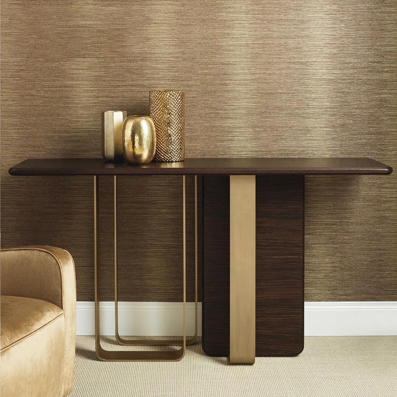 Barbican Console Table, Gold And Rosewood