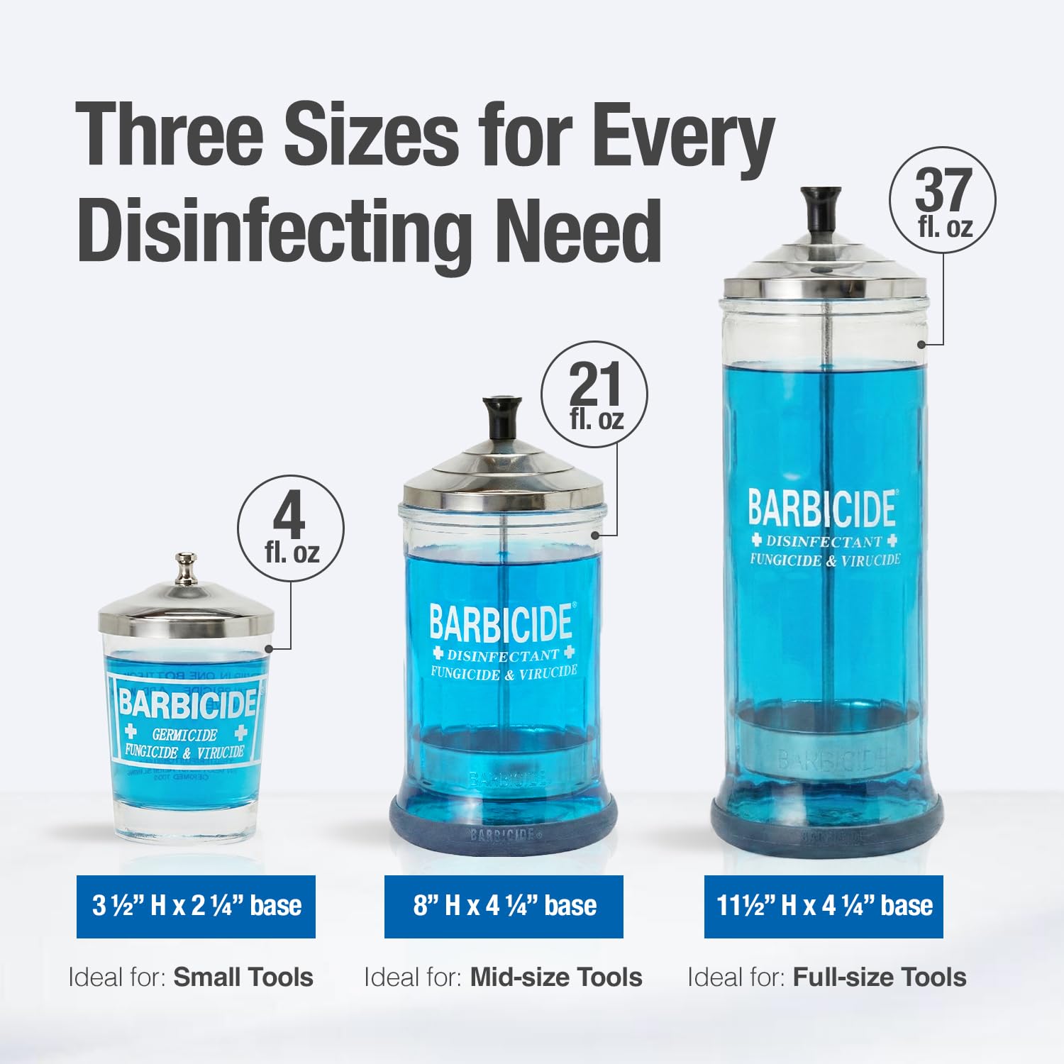 BARBICIDE Disinfecting Jar Large 37 Fl Oz – Glass Tool Sanitizer with Stainless Cap & Basket for Salons