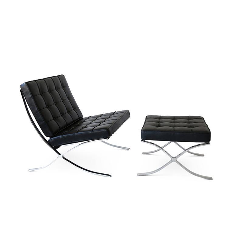 Barcelona Chair And Ottoman, Real Leather