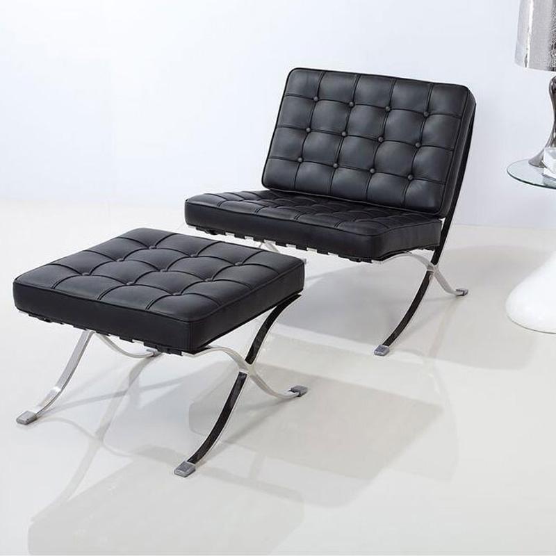Barcelona Chair And Ottoman, Real Leather