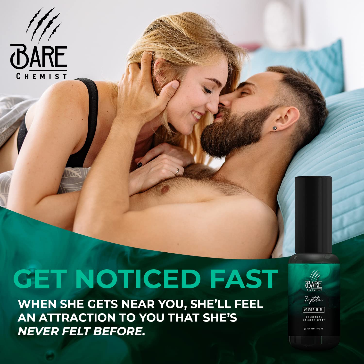 Bare Chemist Temptation Pheromone Cologne for Men - Extra Strong Formula