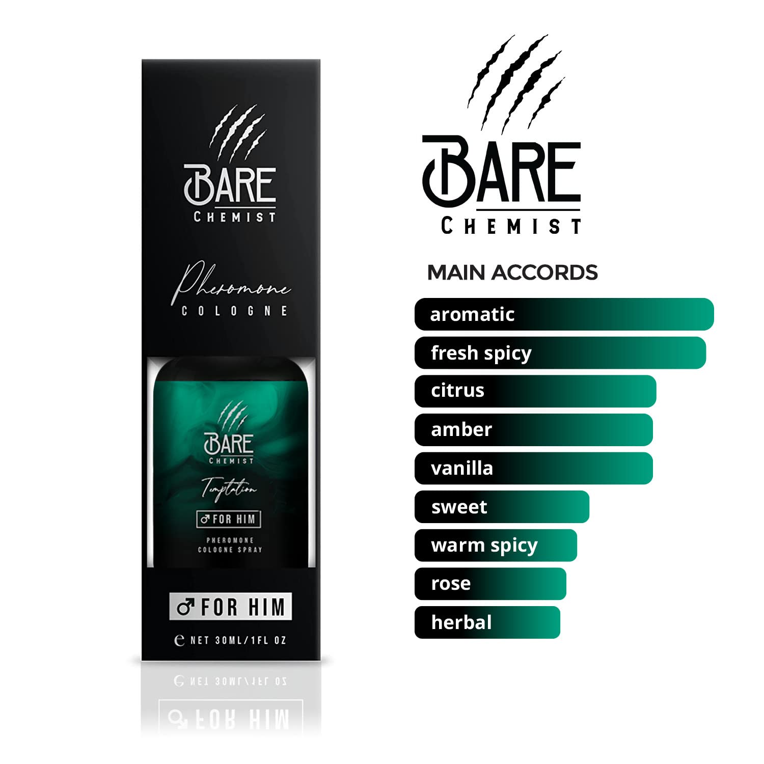 Bare Chemist Temptation Pheromone Cologne for Men - Extra Strong Formula