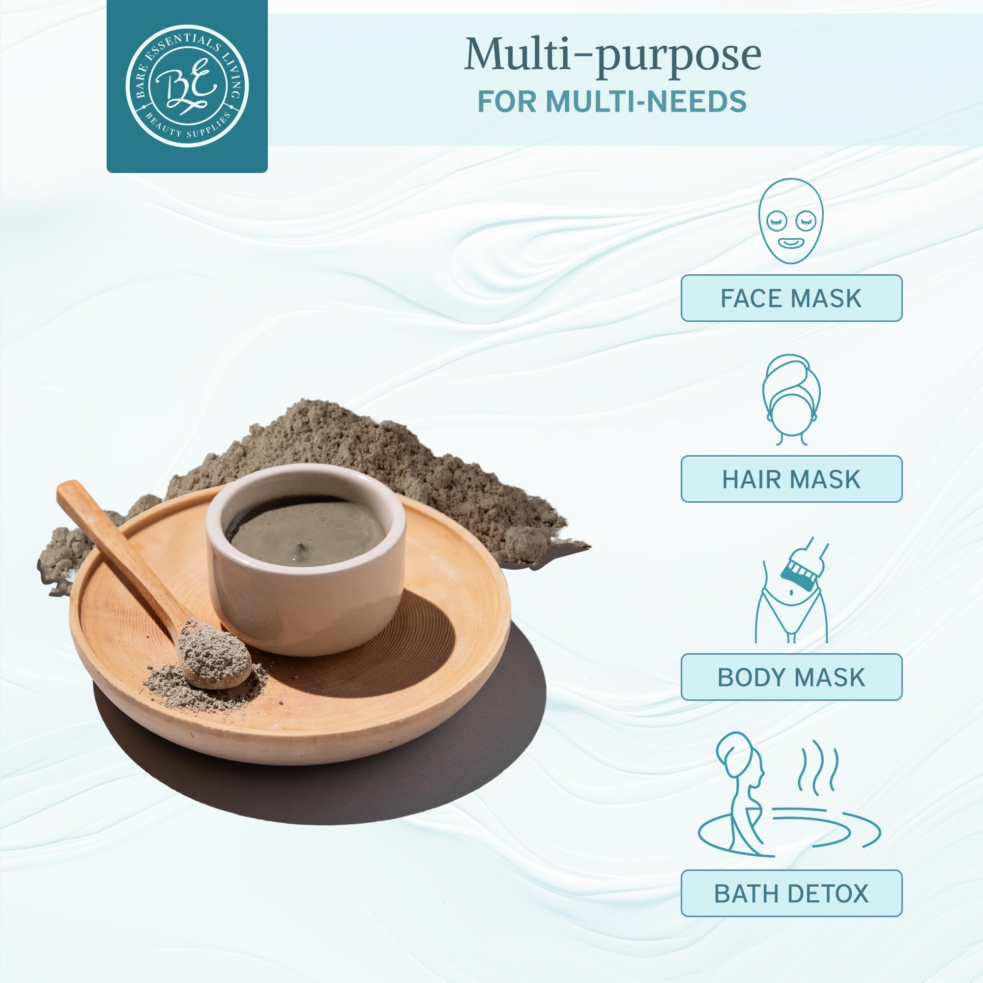 Bare Essentials Living Bentonite Clay Powder 2lbs | Facial Mask & Detox