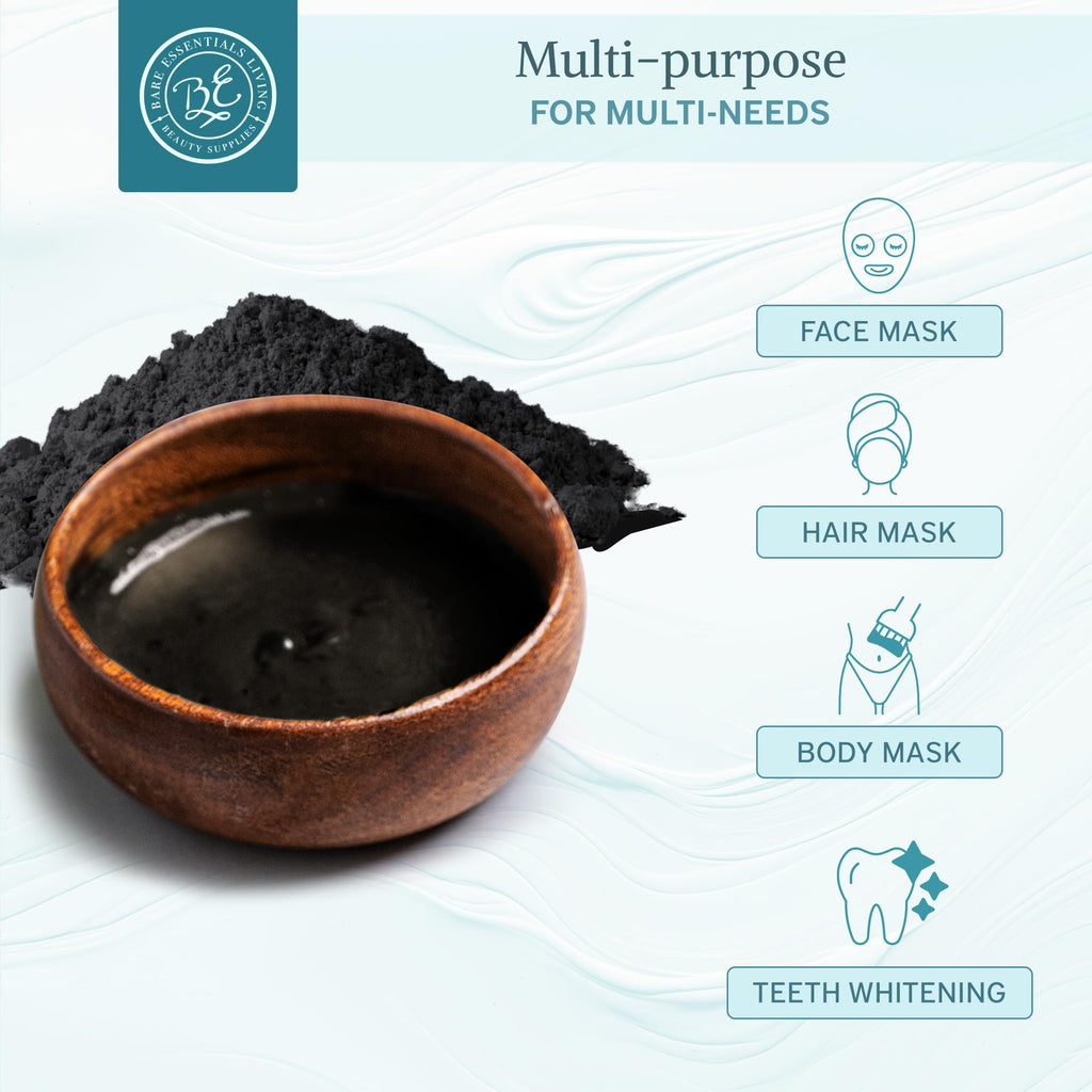 Bare Essentials Living Bentonite Clay & Activated Charcoal Powder Blend (8oz) – DIY Masks, Teeth Powder & Soap Making