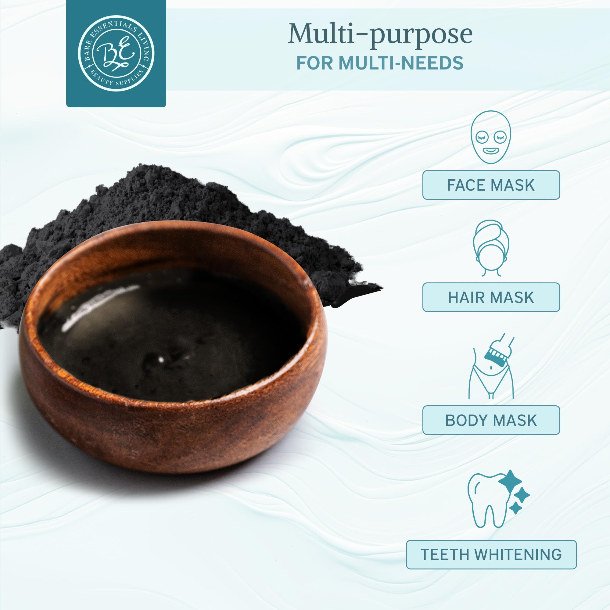 Bare Essentials Living Bentonite Clay & Activated Charcoal Powder Blend (8oz) – DIY Masks, Teeth Powder & Soap Making