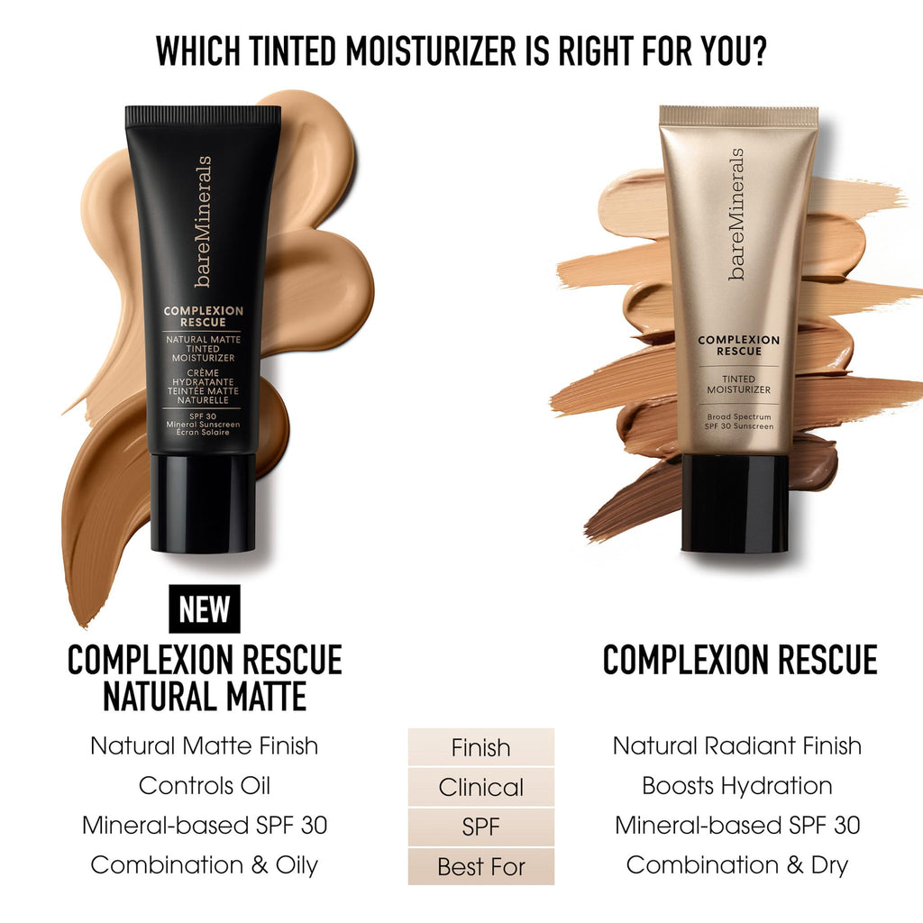 bareMinerals Complexion Rescue Natural Matte Tinted Moisturizer – Natural Pecan 05 | SPF 30, Vegan