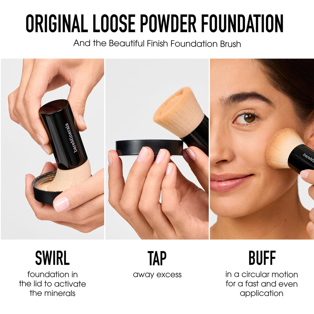 bareMinerals Original Get Started Kit 3-Piece Mineral Makeup Set, Medium Beige, Vegan, Cruelty-Free & Dermatologist-Tested
