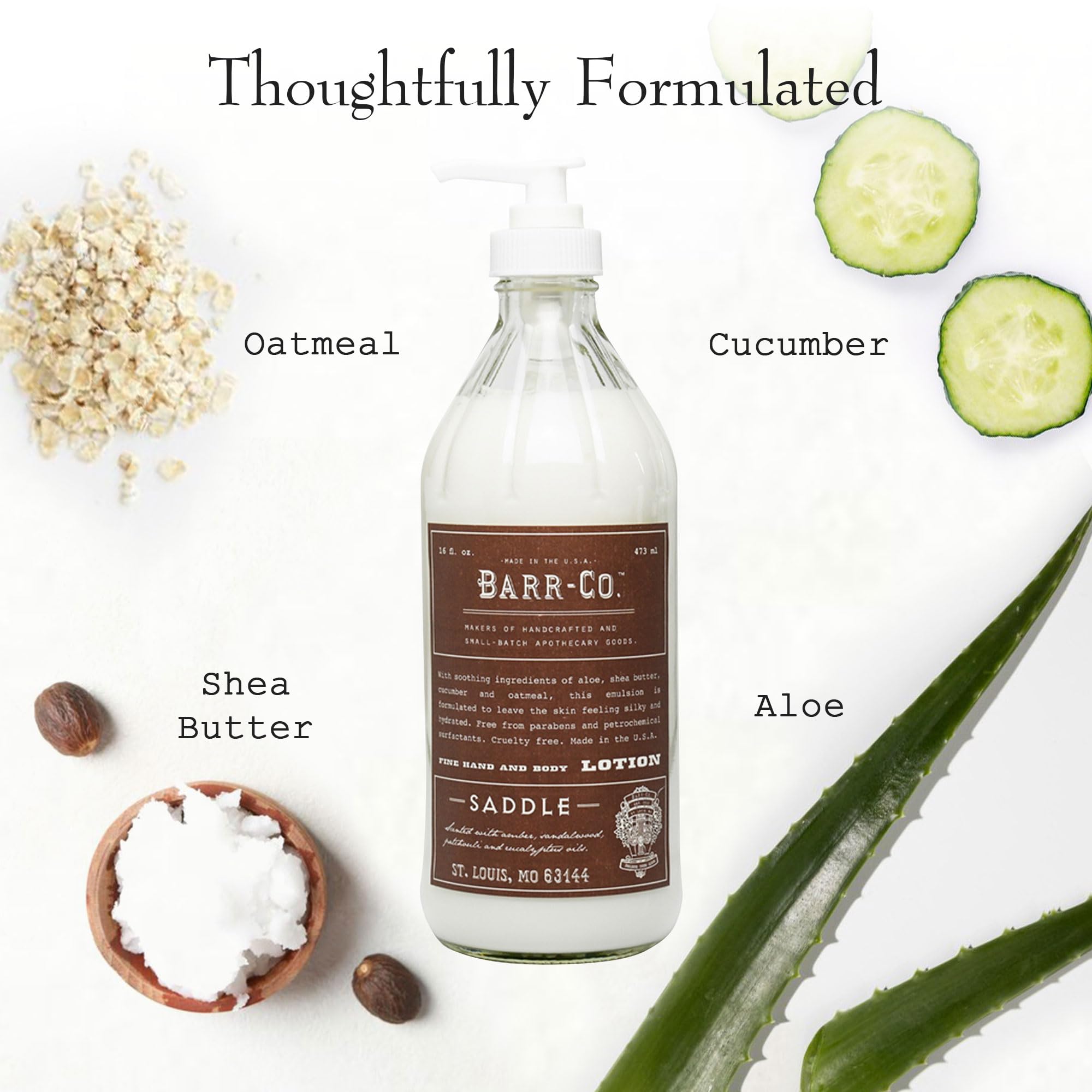 BARR-CO Saddle Scent Shea Butter Lotion – Amber, Sandalwood & Musk, 16 fl oz