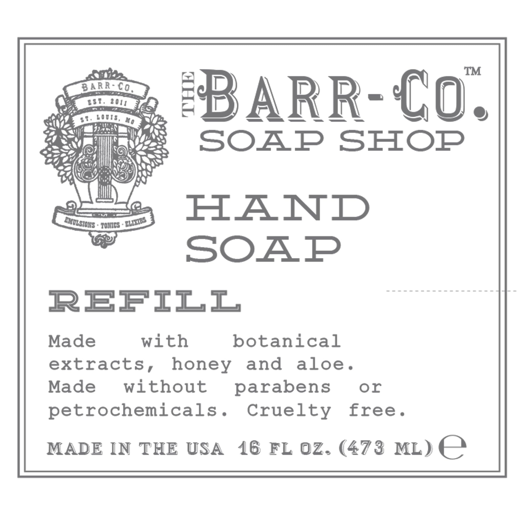 BARR-CO Sugar & Cream Hand Soap Refill – Sweet Cream, Coconut & Sugar Scent, Vegan, Moisturizing, 16 oz