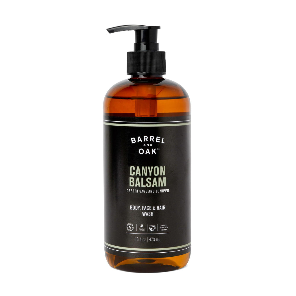 Barrel & Oak All-in-One Wash for Face, Hair & Body – Canyon Balsam, 16 oz | Vegan & Hydrating