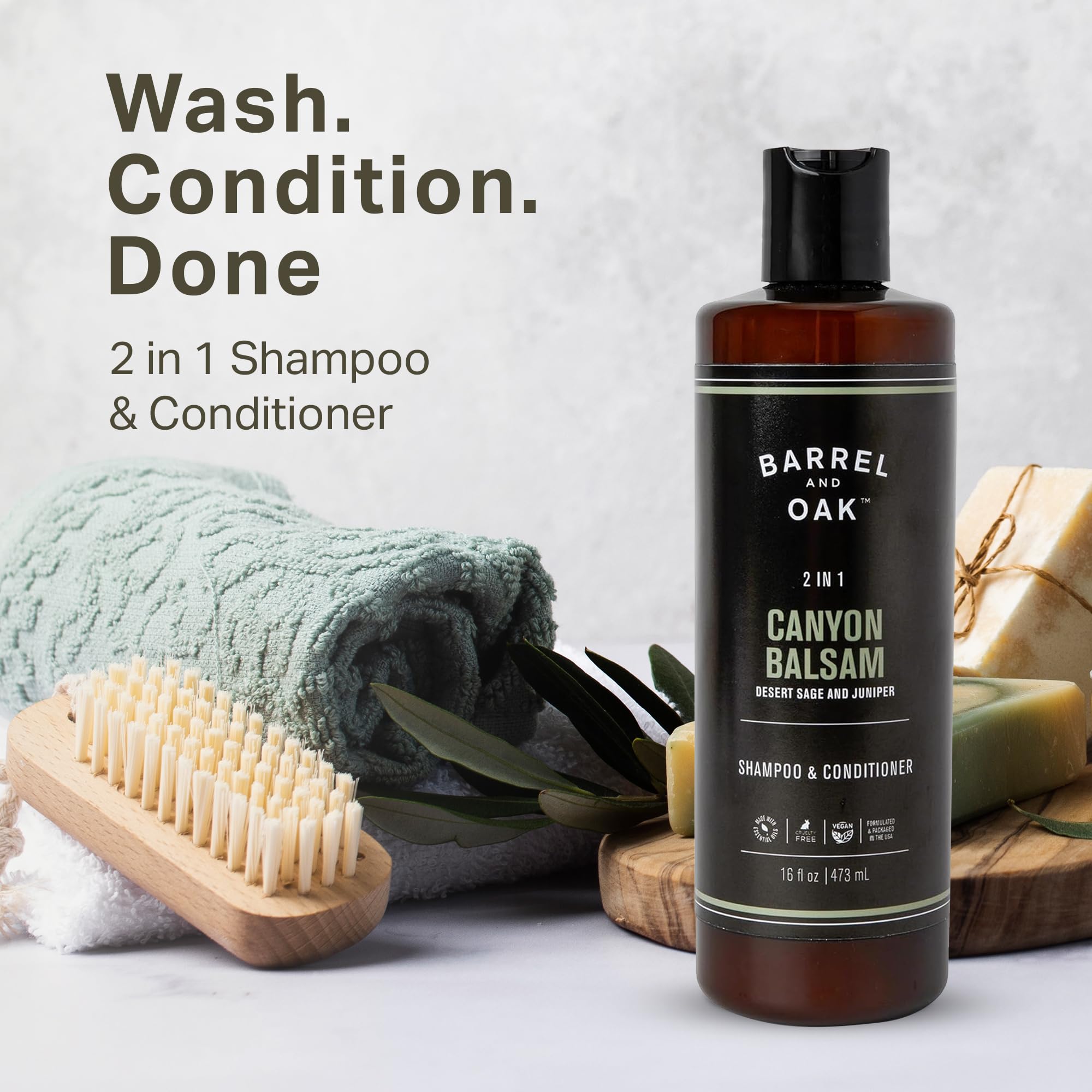 Barrel & Oak 2-in-1 Men’s Shampoo & Conditioner – Canyon Balsam, 16 oz
