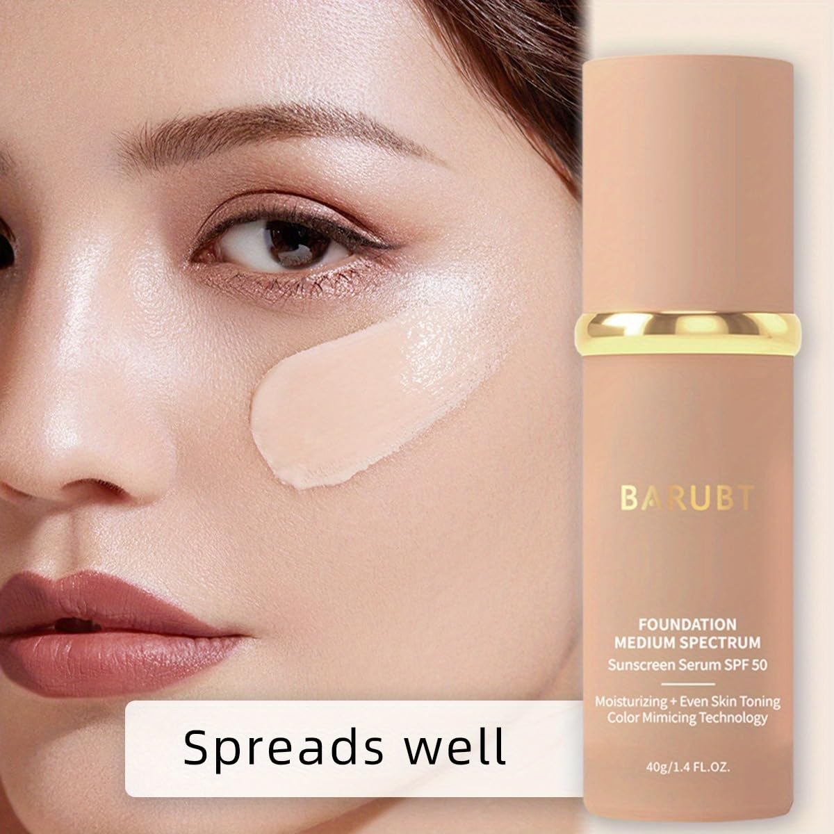 BARUBT 4-in-1 Color Changing Foundation SPF50 | Hydrating Medium-Full Coverage