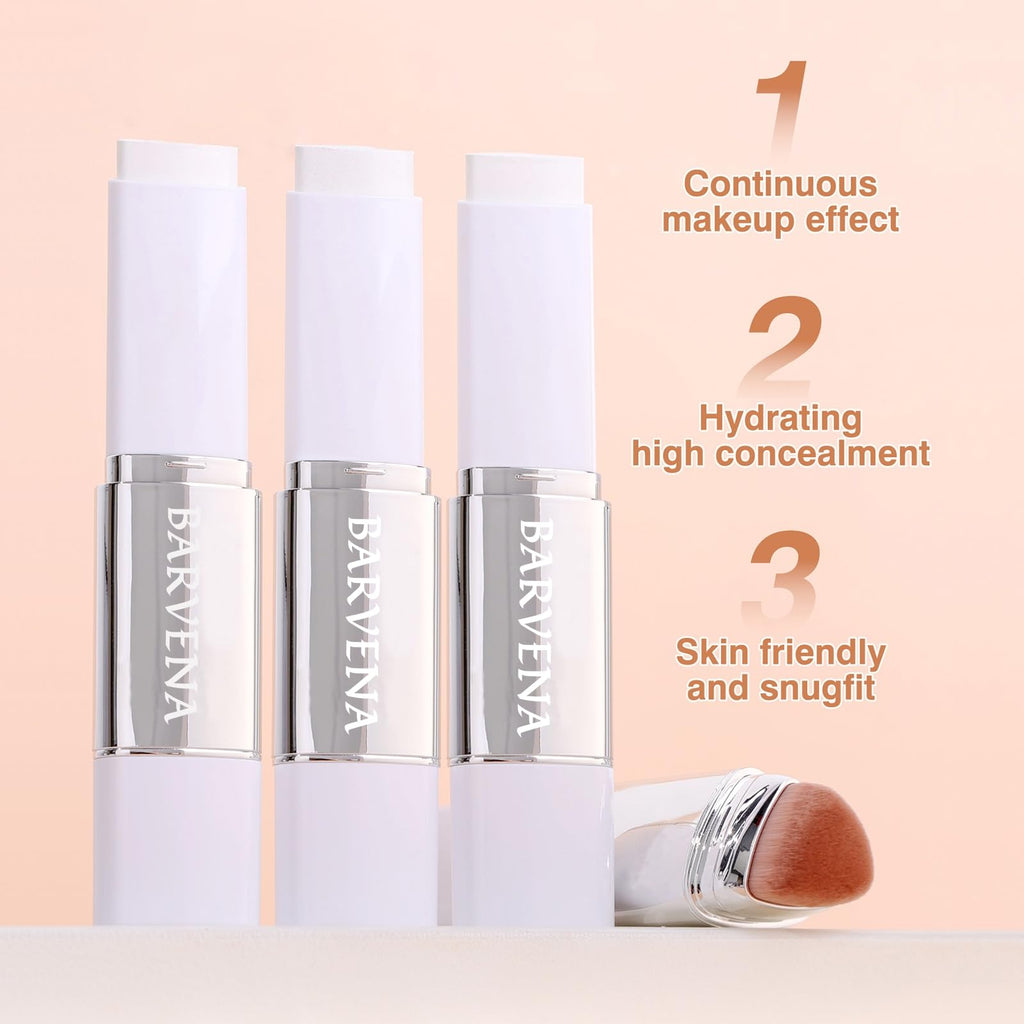BARVENA Color Changing Foundation Stick with Brush – 2-in-1 Waterproof Dewy Finish 0.7 oz