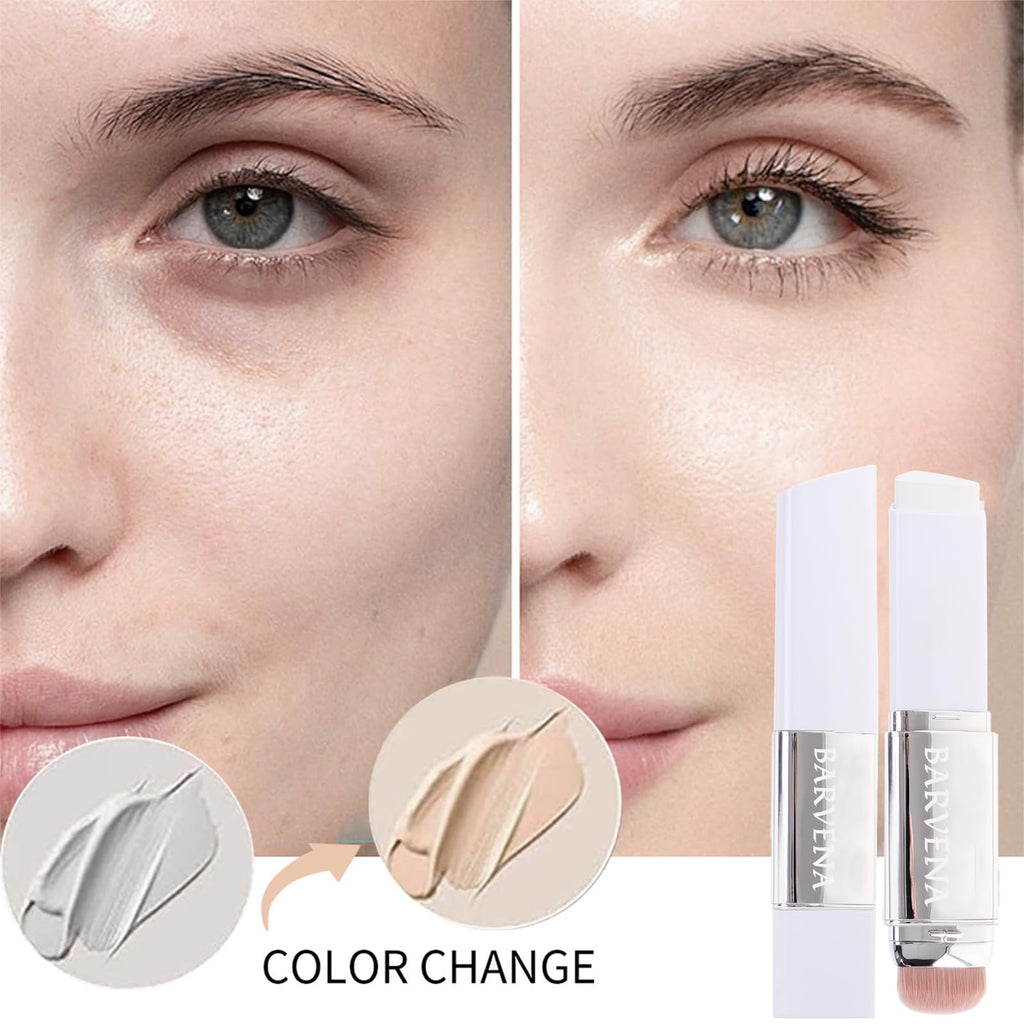 BARVENA Color Changing Foundation Stick with Brush | 2-in-1 Waterproof, Long-Lasting, Dewy Finish