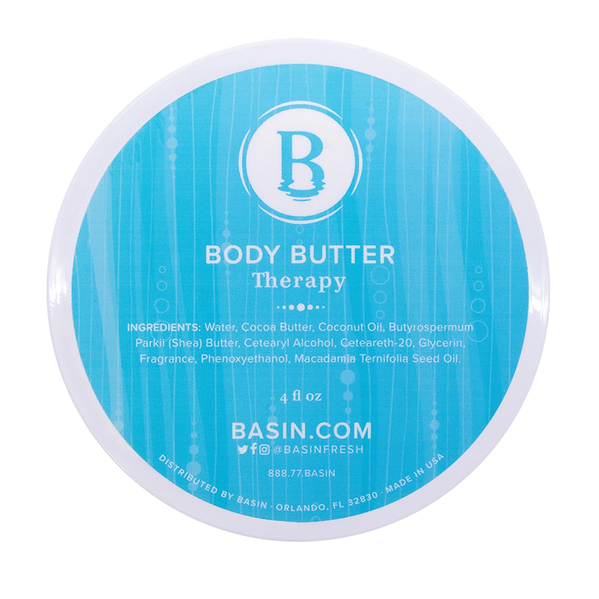 Basin Therapy Body Butter – Plumeria Scented Hydrating Moisturizer with Shea & Cocoa Butter | Made in USA