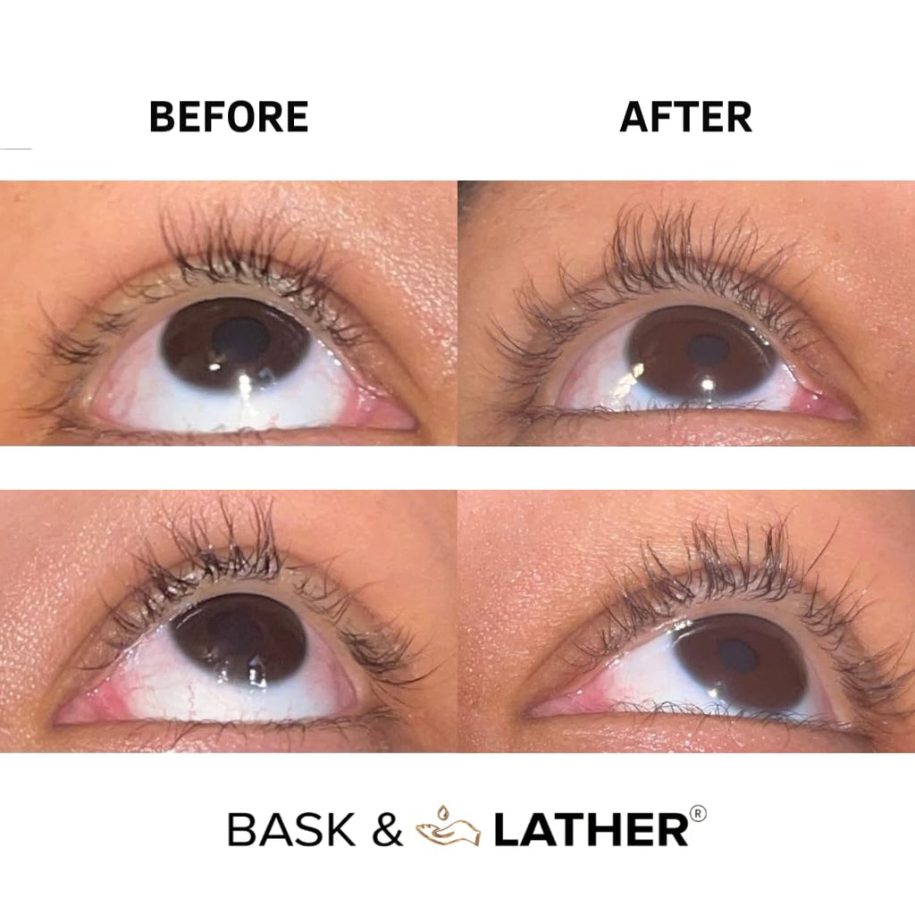 Bask & Lather Lash Serum with Castor & Jojoba Oil – Thicker, Fuller Lashes & Brows • 3 Month Supply