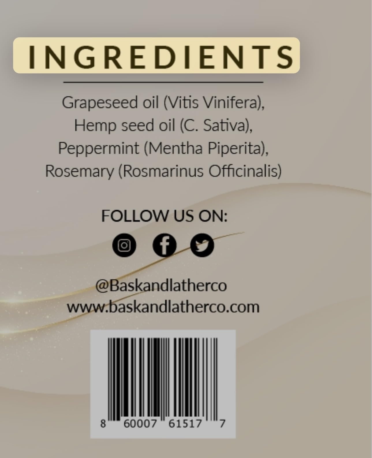 Bask & Lather Scalp Stimulator Hair Growth Oil | Mint & Rosemary, Grapeseed, 4 Oz