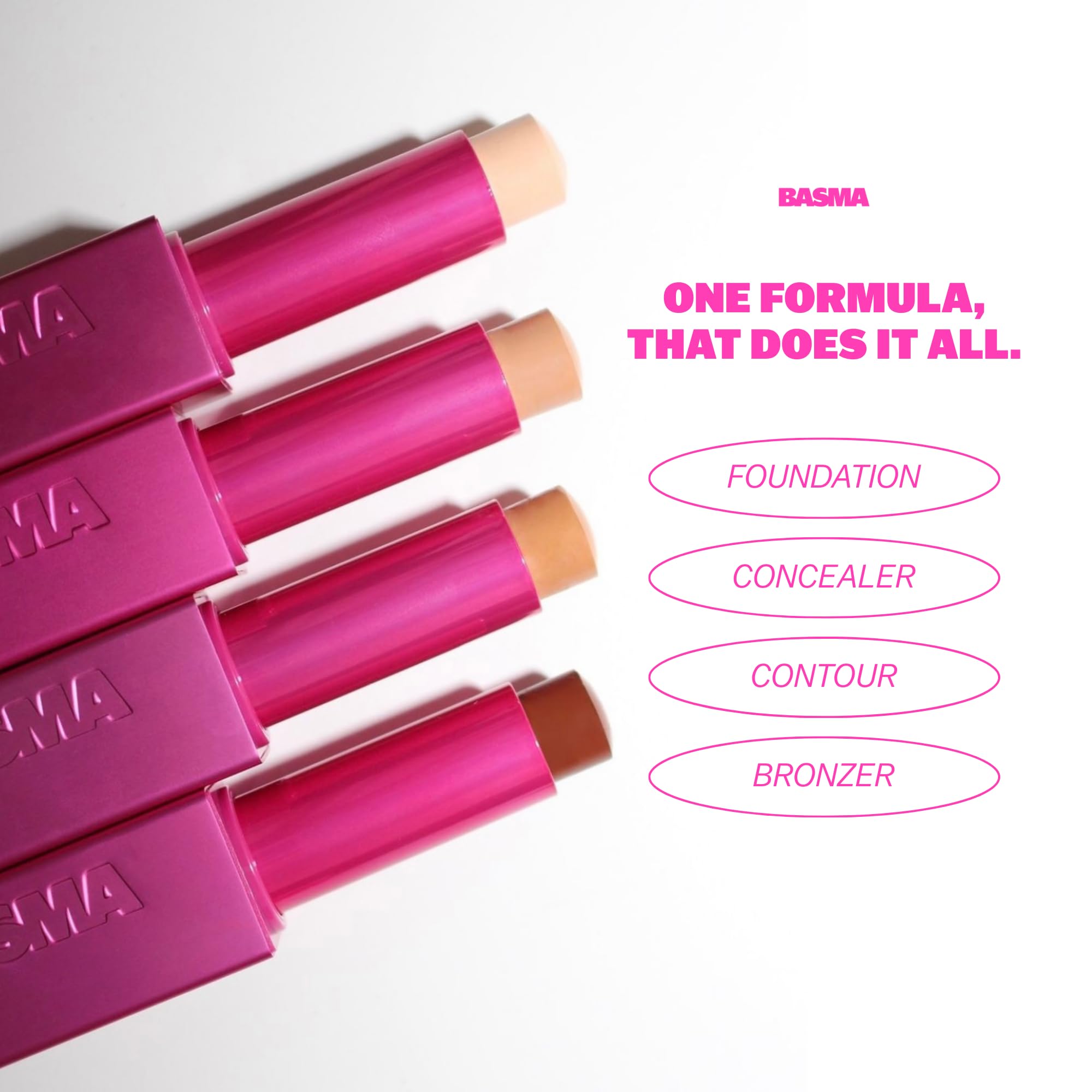 Basma Beauty Foundation Stick 030 – Hydrating Foundation, Concealer & Contour for Medium Cool Skin