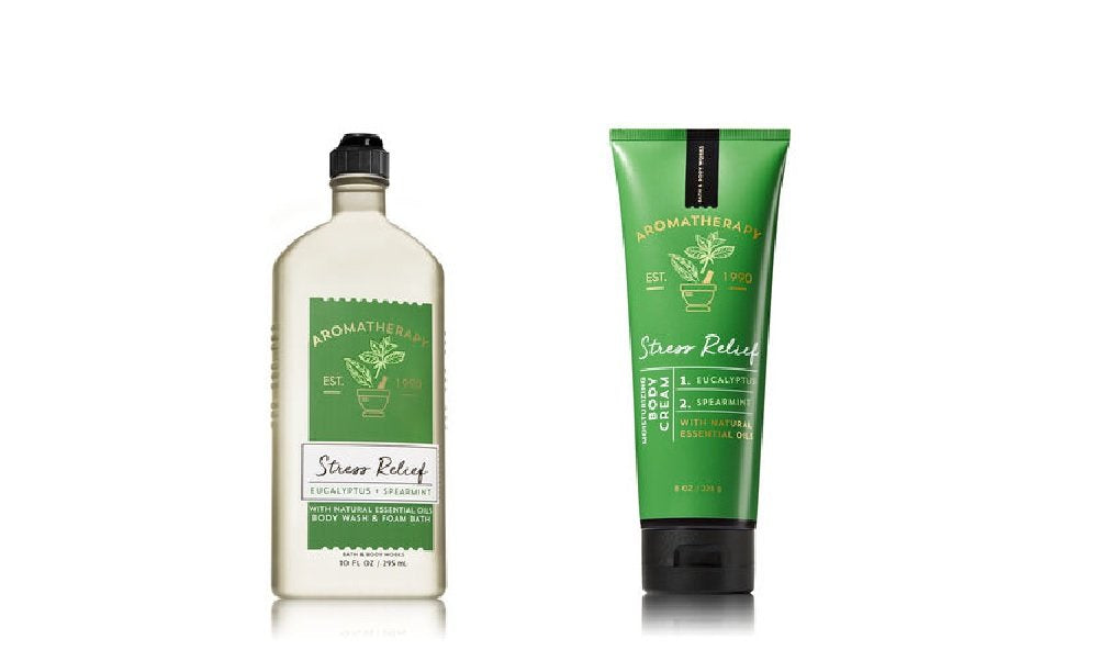 Bath & Body Works Aromatherapy Stress Relief Bundle — Eucalyptus & Spearmint Body Wash 10 oz + Hydrating Body Cream 8 oz