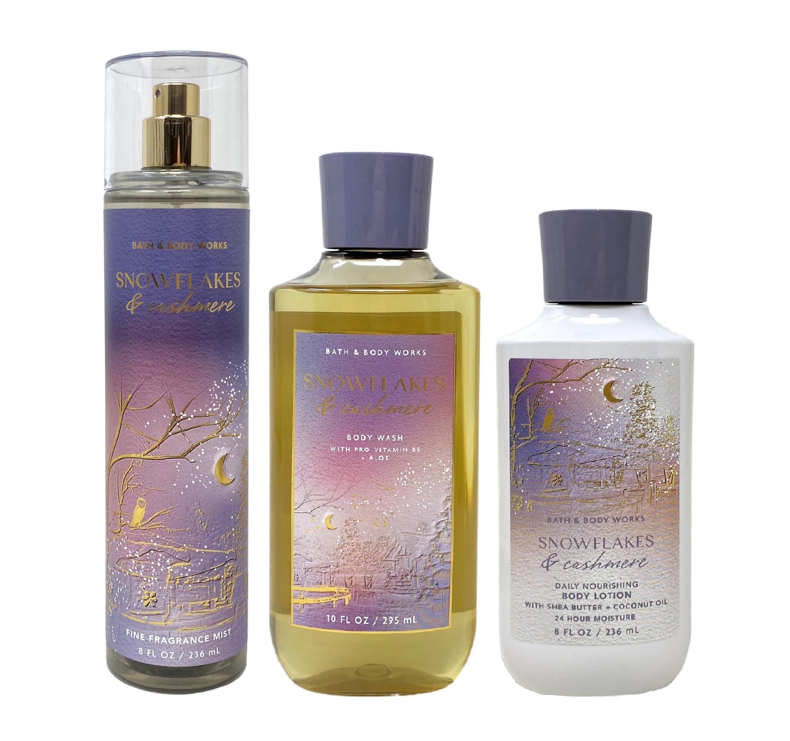 Bath & Body Works Snowflakes & Cashmere Daily Trio Gift Set – Shower Gel, Fine Fragrance Mist & Body Lotion