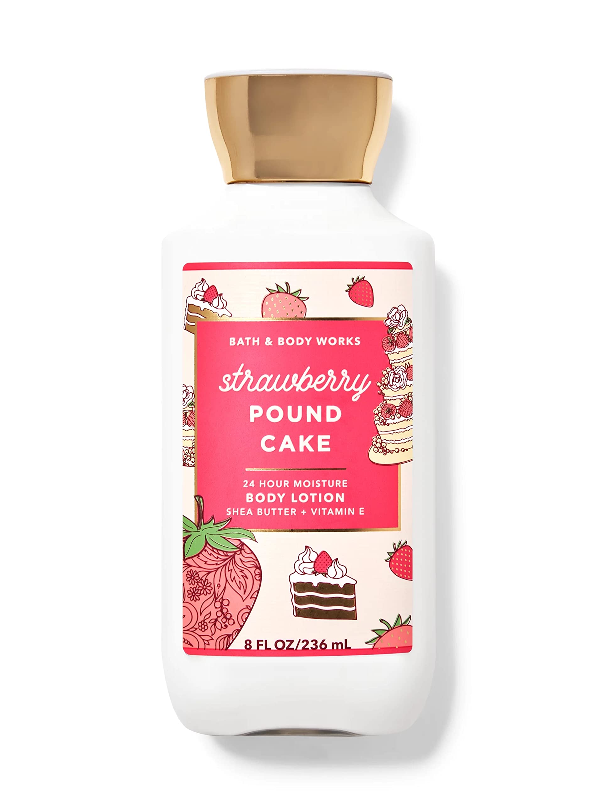 Bath & Body Works Strawberry Pound Cake Lotion Set – 8 oz + 4 oz (Pack of 2)