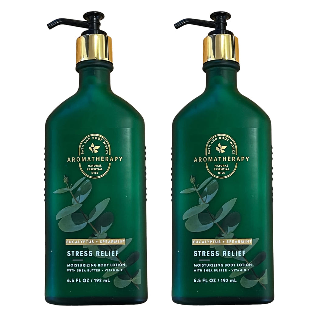 Bath & Body Works Stress Relief Eucalyptus Spearmint Gift Set – 2 × 6.5 oz Moisturizing Lotion with Shea Butter & Vitamin E